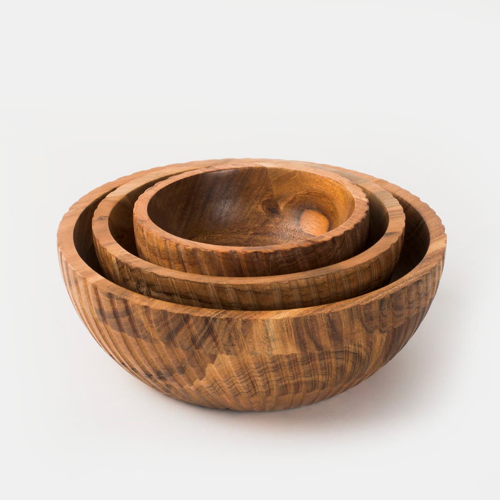 Mela Artisans Stria Acacia Wood Bowls