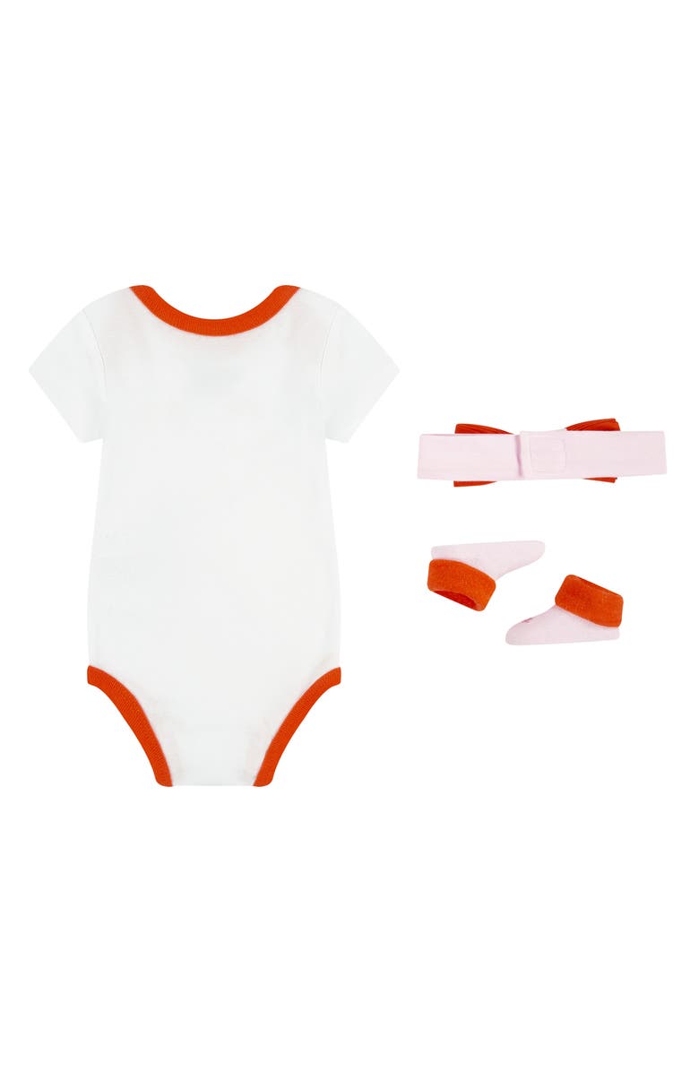Nike XO Swoosh Bodysuit, Booties & Headband Set, Alternate, color, White