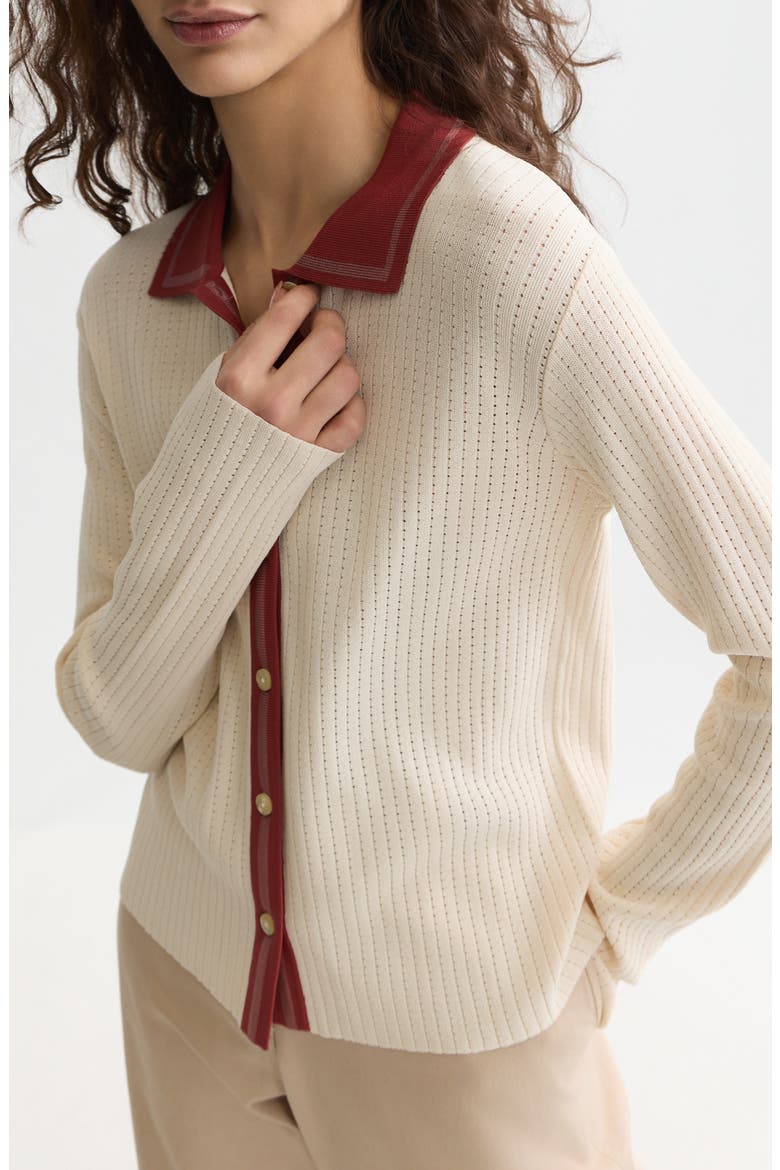 Pointelle Knit Cardigan, Alternate, color, EGGNOG