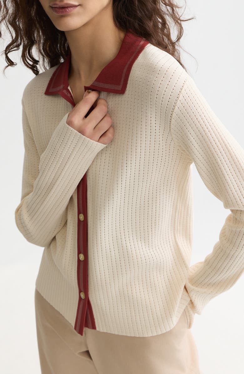 Scotch & Soda Pointelle Knit Cardigan, Alternate, color,