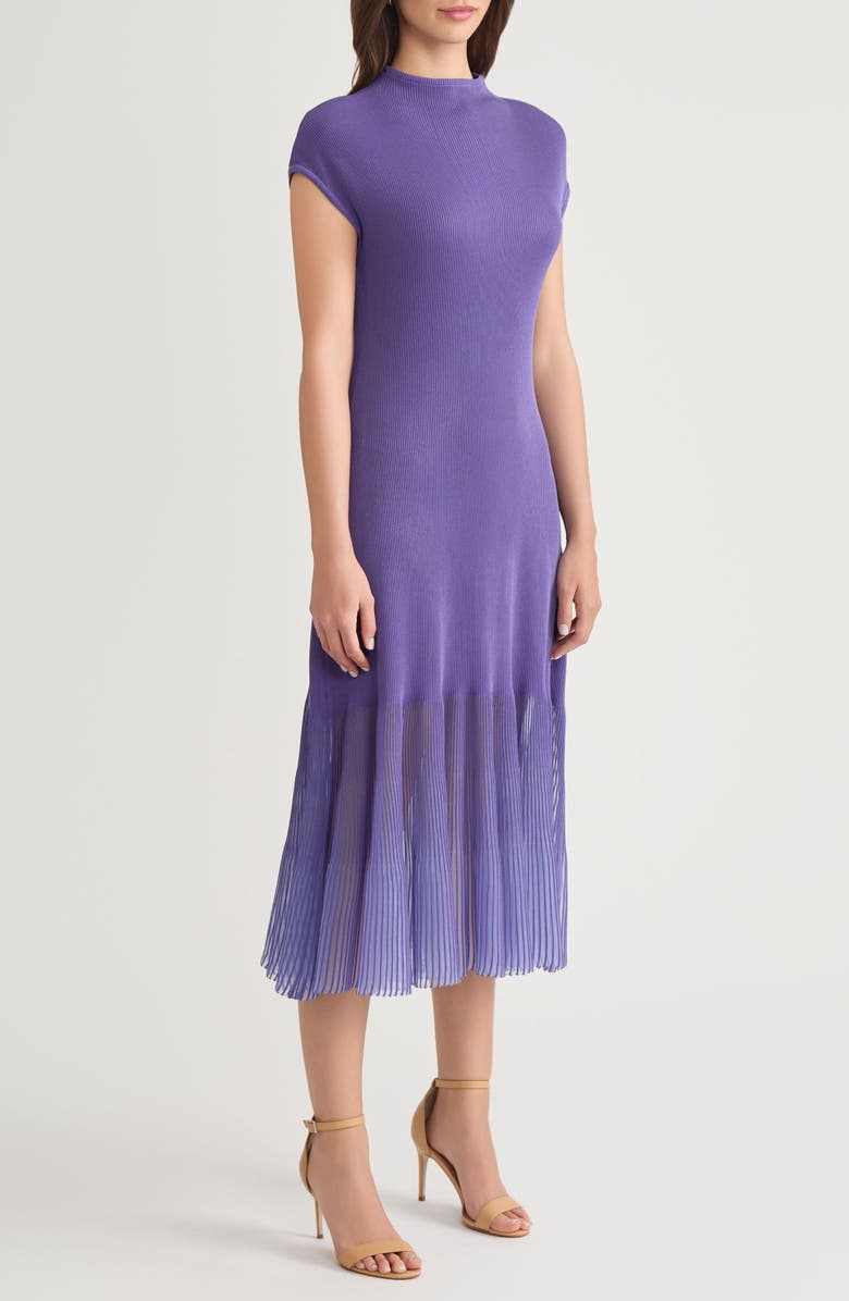 Misook Rib Midi Sweater Dress, Alternate, color, Concord Purple