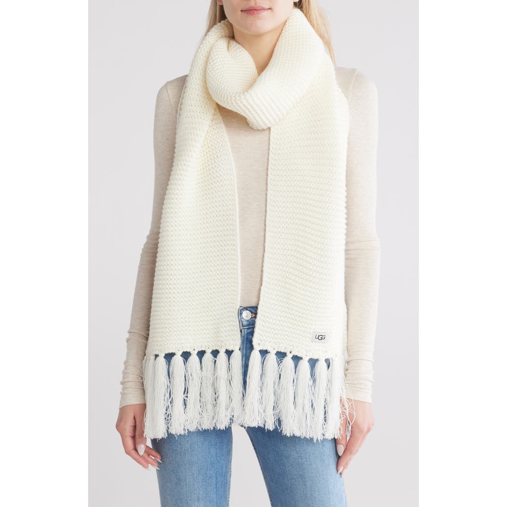 Ugg ® Fringe Trim Knit Scarf In Ivory