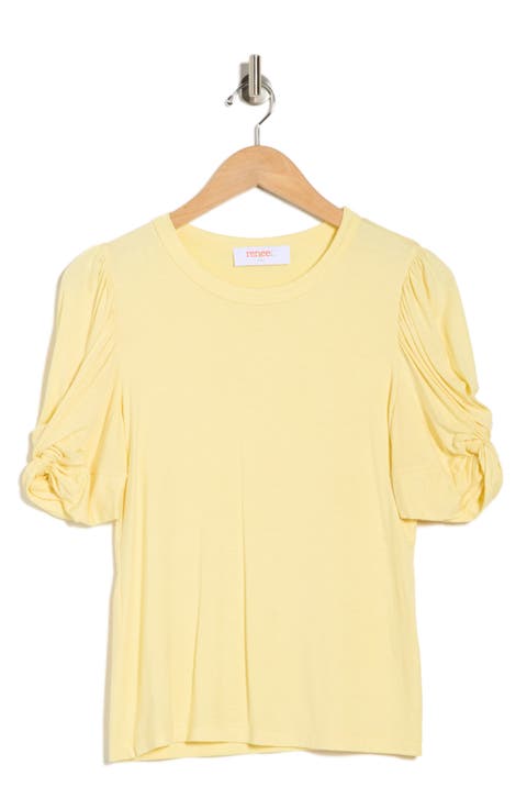 Solid Scrunched Sleeve Top