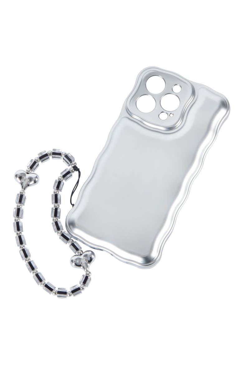 Cool Girl Beaded Phone Charm, Alternate, color, BLACK/ SILVER