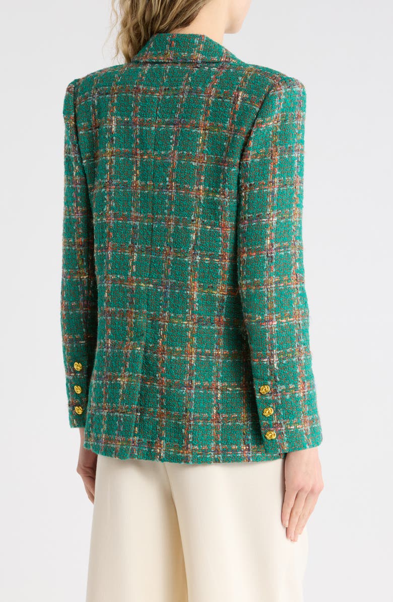L'AGENCE Gweny Relaxed Fit Tweed Blazer, Alternate, color, Green Windowpane Tweed