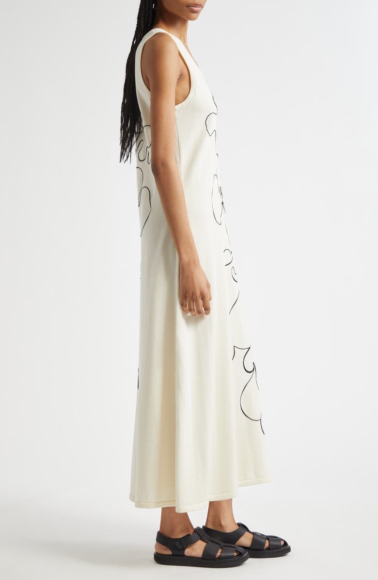 Marimekko Helmi Baluns Embroidered Cotton Dress, Alternate, color, White Dark Grey