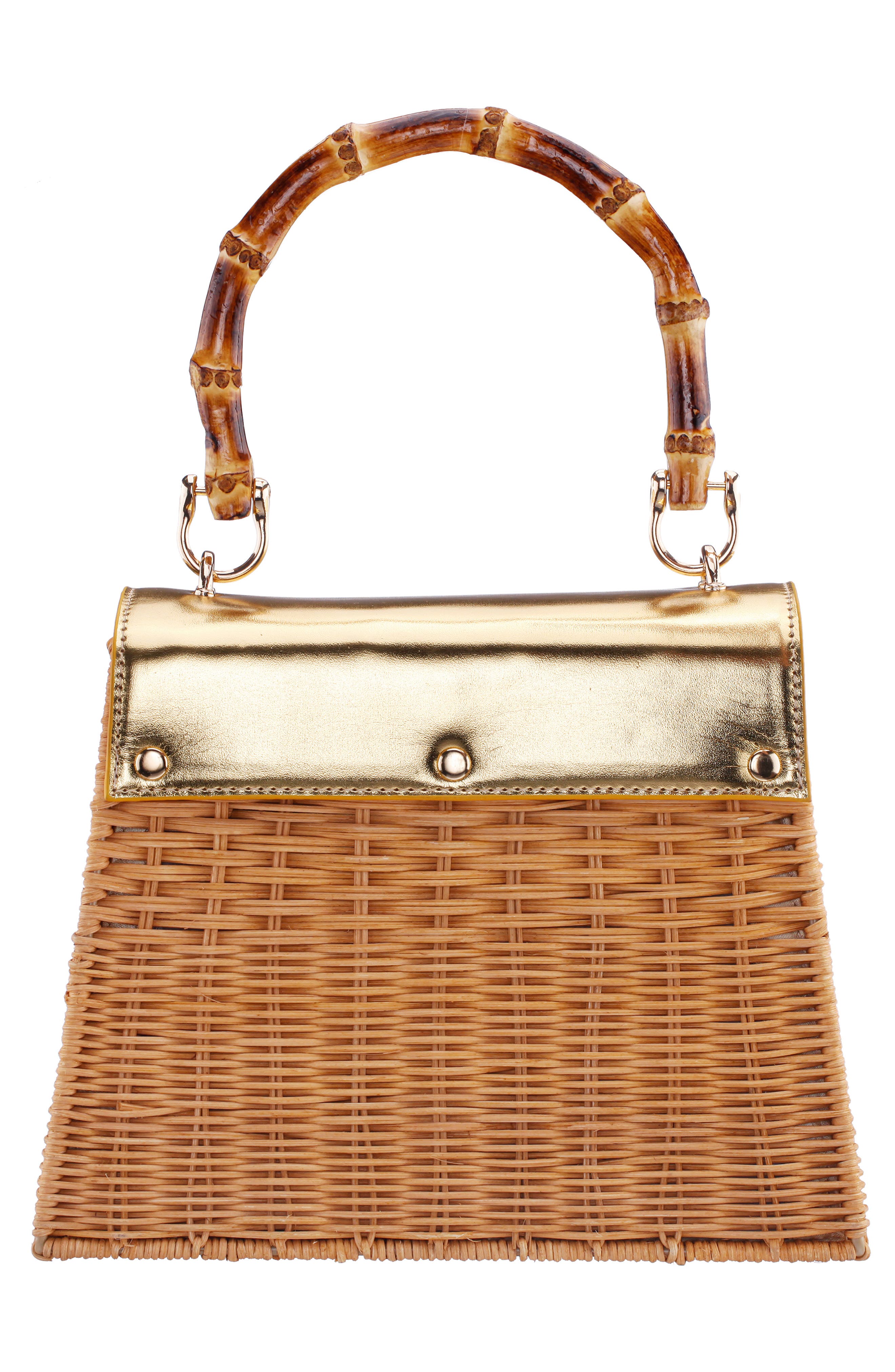 Nina Capri Top Handle Bag, Alternate, color, Natural/Gold