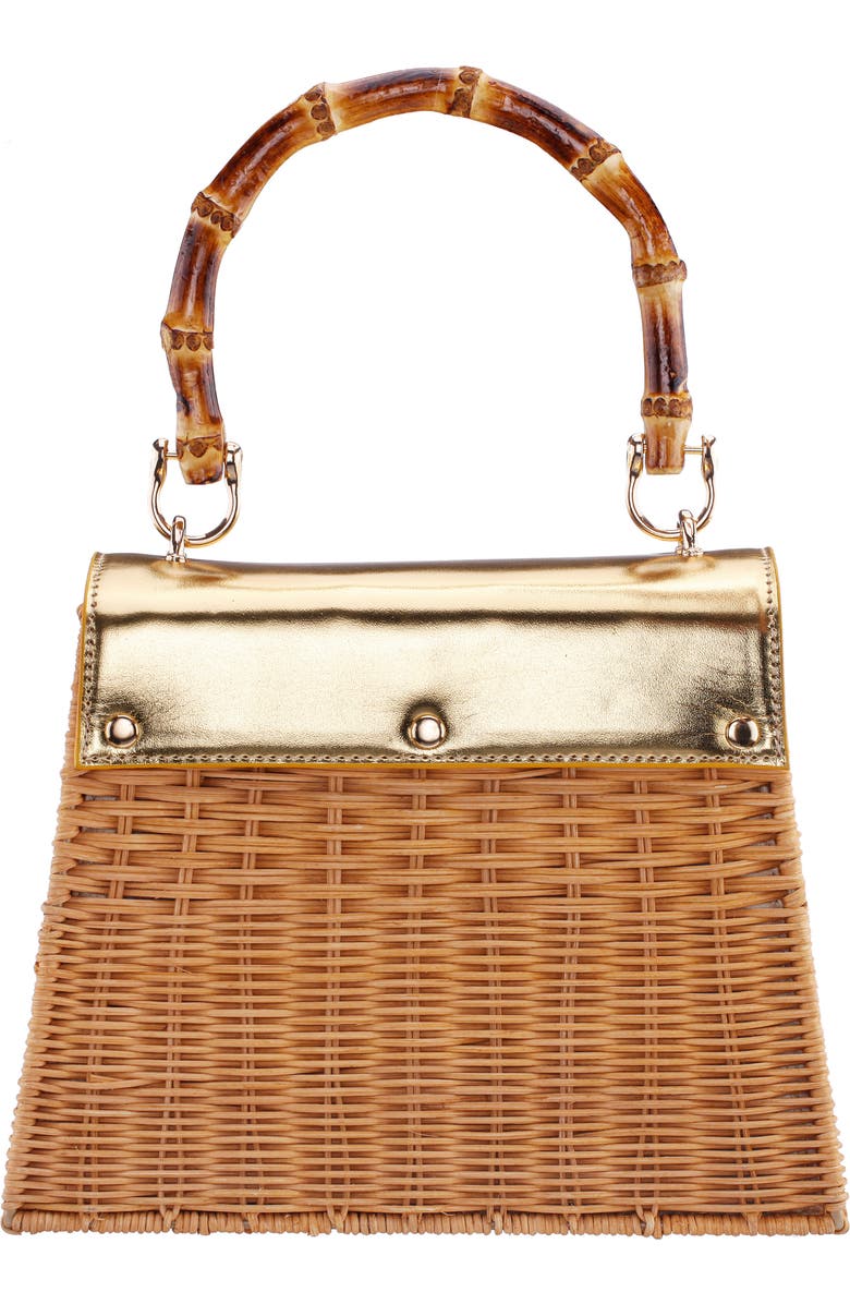 Nina Capri Top Handle Bag, Alternate, color, Natural/Gold