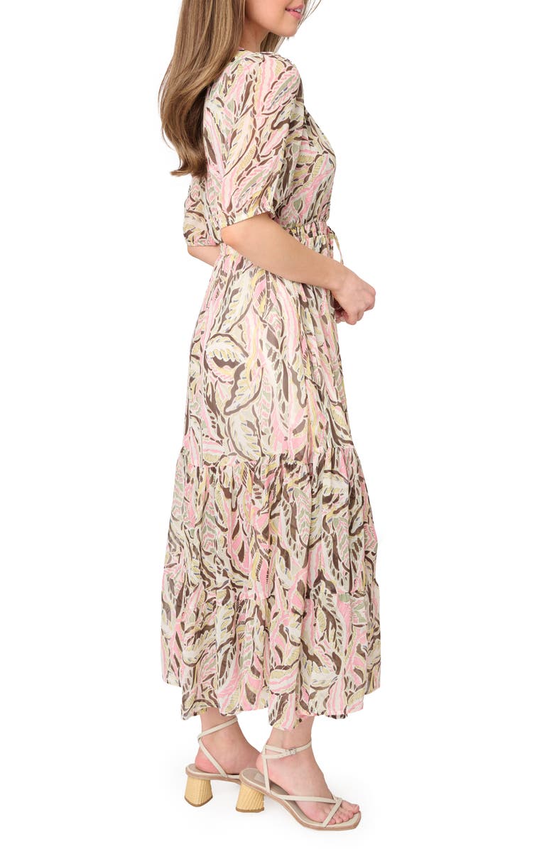 GIBSONLOOK Kira Drawstring Maxi Dress, Alternate, color, Abstract Garden Floral