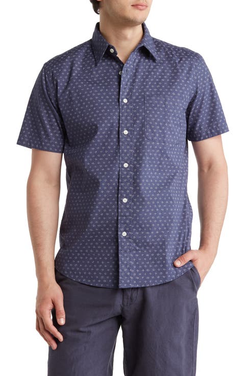 Playa Short Sleeve Stretch Cotton Button-Down Shirt