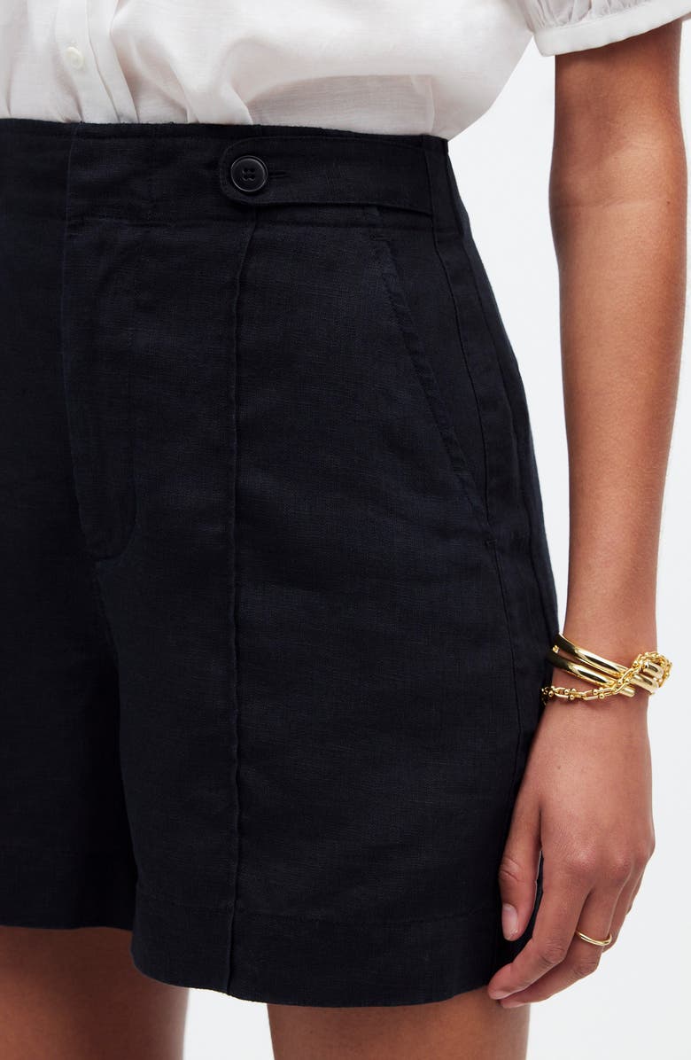 Madewell Clean Button Tab Linen Shorts, Alternate, color,