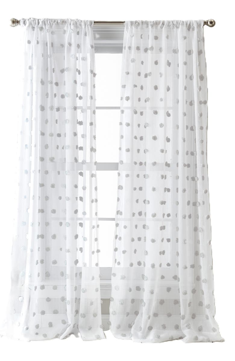 DKNY Ella Floral Print Set of 2 Poletop Curtain Panels, Main, color, Grey