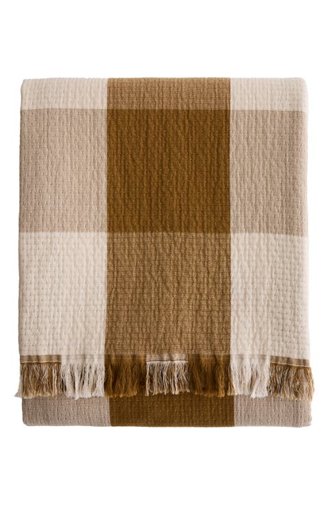 Reversible Fringe Organic Cotton Throw
