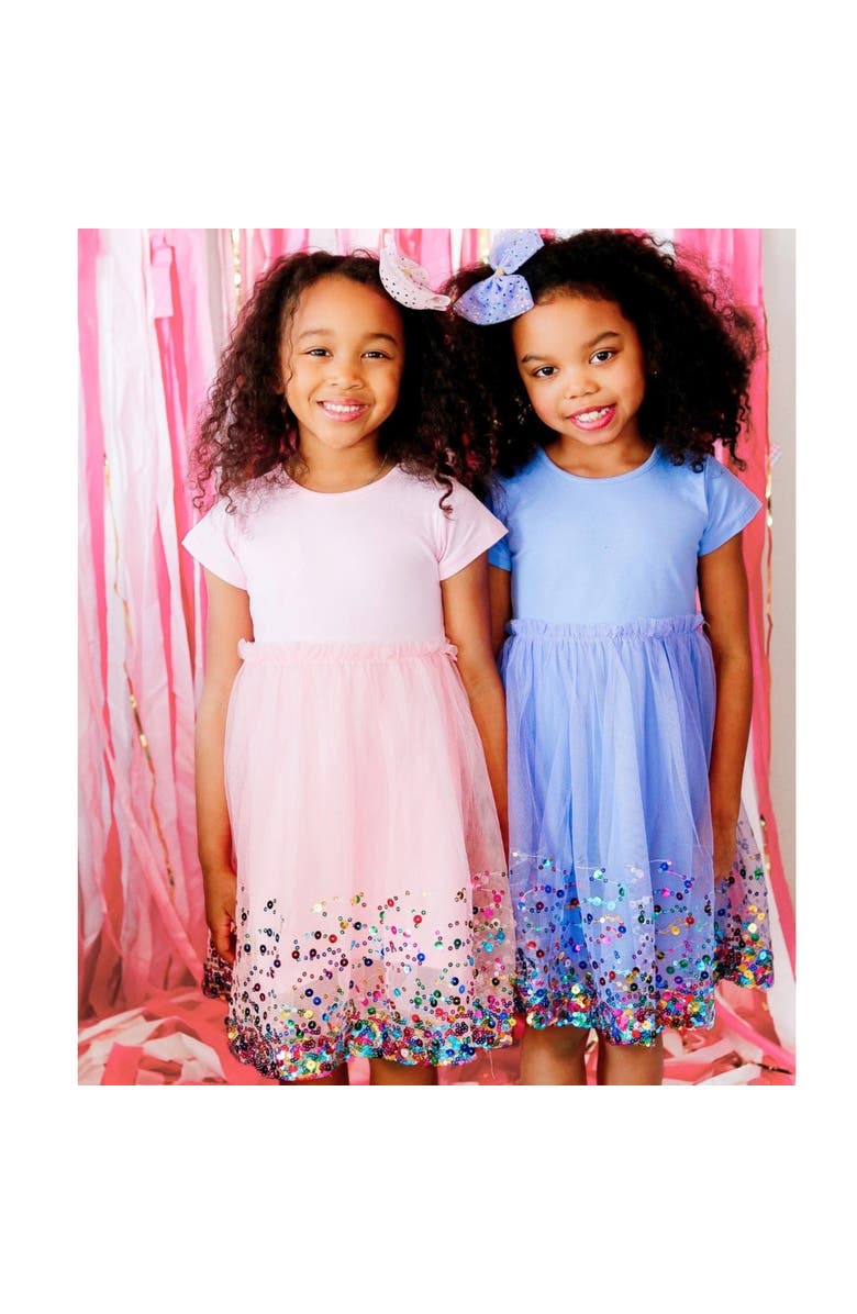 Sweet Wink Lavender Confetti Short Sleeve Tutu Dress, Alternate, color, Lavender