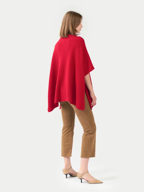 Gobi Mongolian Cashmere Organic Colour Rib-knit Cashmere Poncho In Red