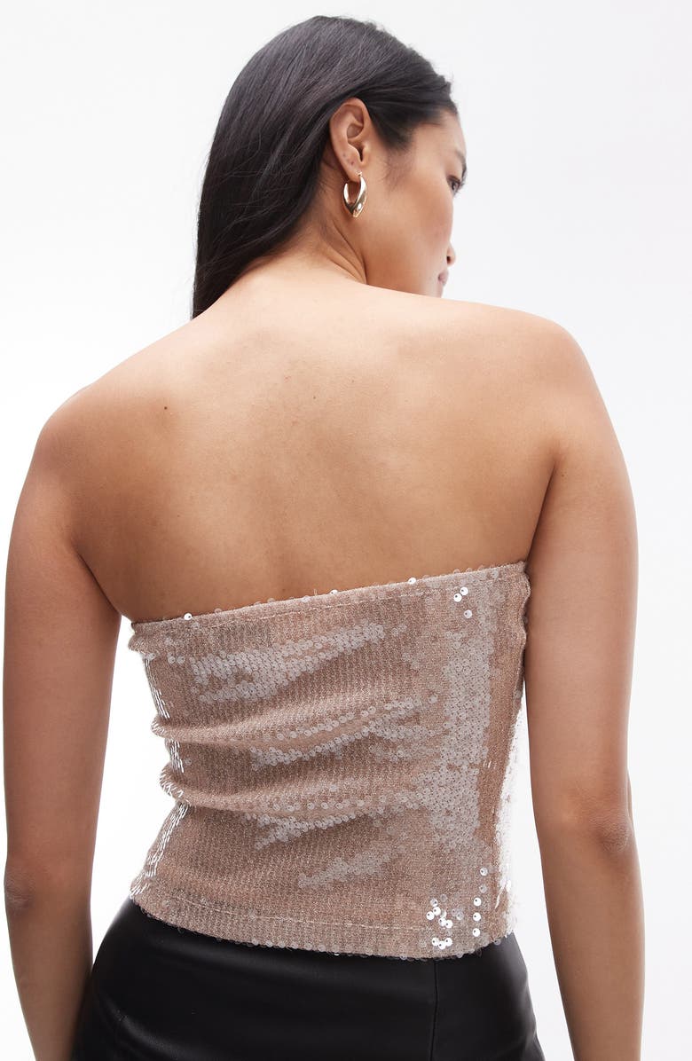 Topshop Sequin Bandeau Top, Alternate, color, 