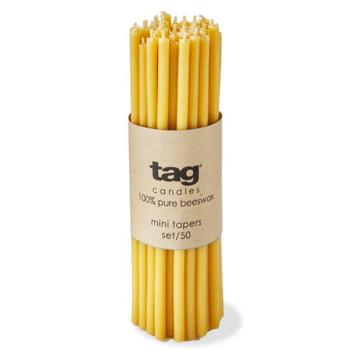 Tag Beeswax Mini Taper Candles Honey Yellow Set Of 50 In Yellow