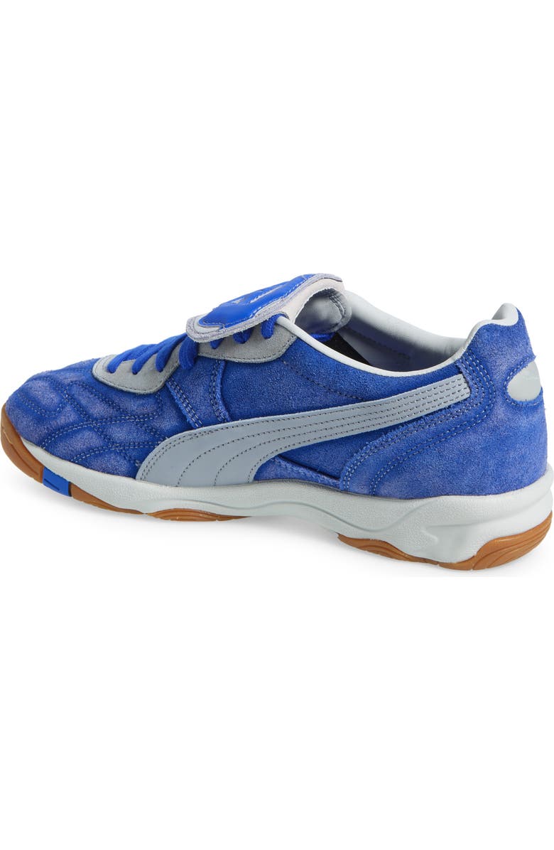 PUMA x Kidsuper Studios King Indoor Soccer Cleat, Alternate, color, Blue Crystal-Gray Fog