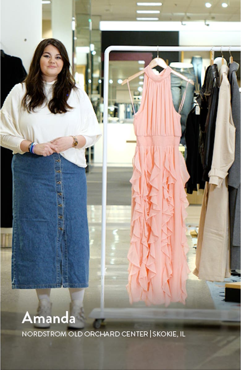 Cascade Ruffle Chiffon Maxi Dress, sales video thumbnail