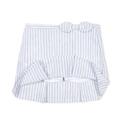 Hope & Henry Girls' Linen Pleated Bow Skort, Kids In White Court Pinstripe