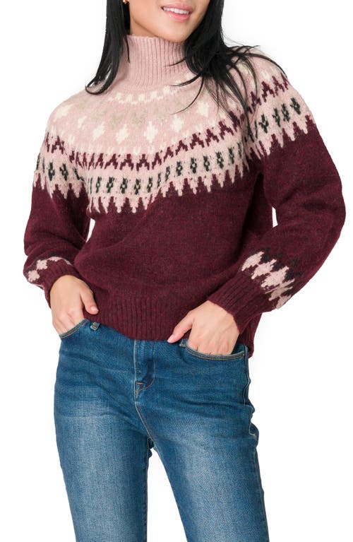 Gibsonlook Fair Isle Mock Neck Sweater In Multi