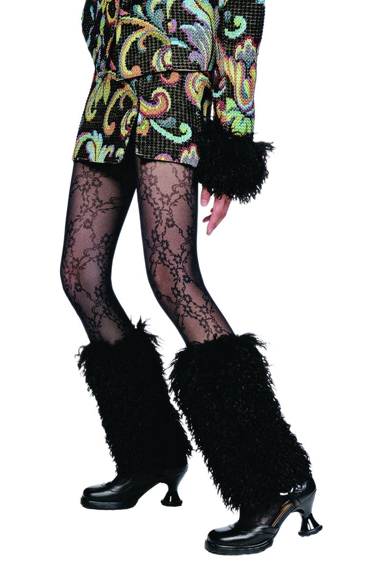 Anna Sui Faux Fur Leg Warmer, Alternate, color, Black