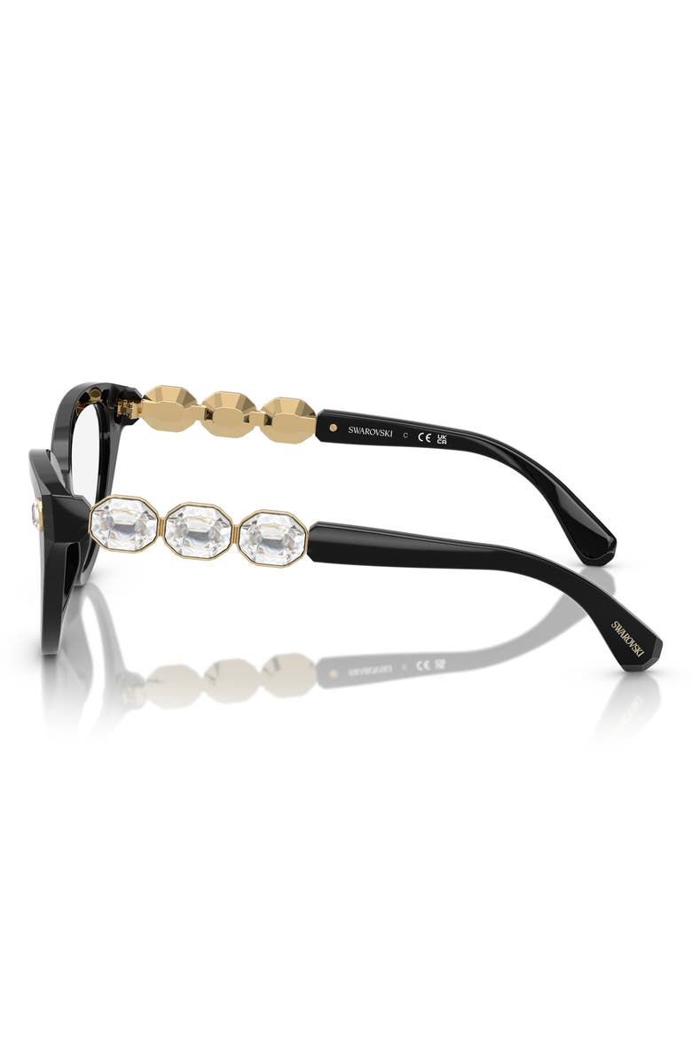 Swarovski 51mm Cat Eye Optical Glasses, Alternate, color, Black
