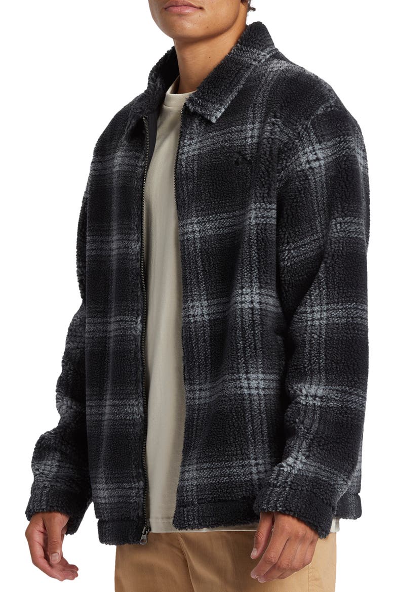 Deck Plaid Fleece Zip Jacket, Main, color, MERCURY SHERPA BLACK