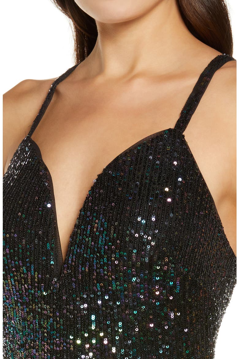 Sequin Embellished Gown, Alternate, color, BLACK/ MULTI
