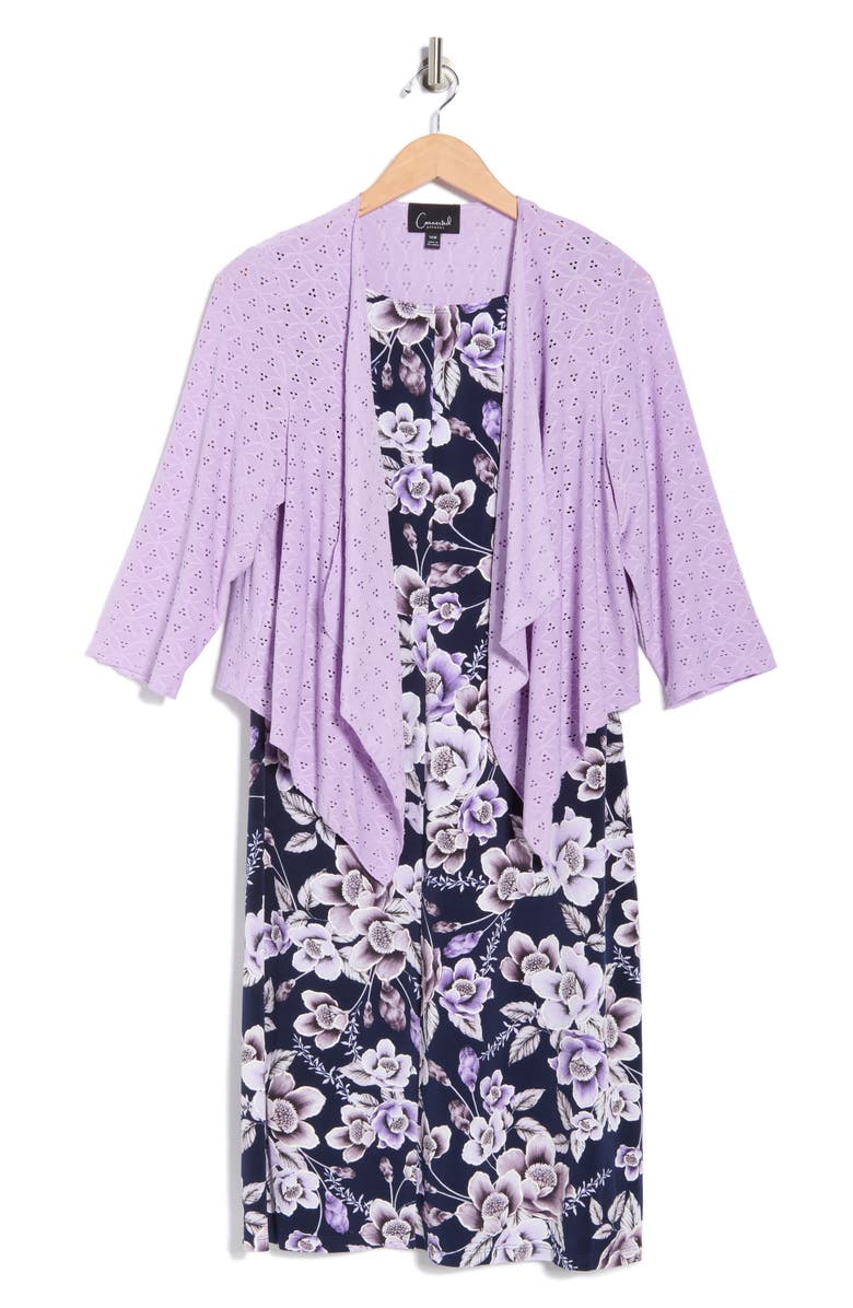 Connected Apparel Floral Print Dress & Cardigan Set, Main, color, 