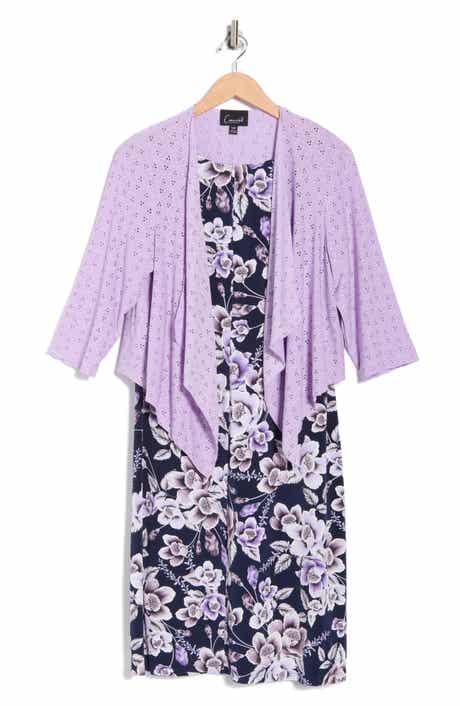 Connected Apparel Floral Print Dress & Cardigan Set