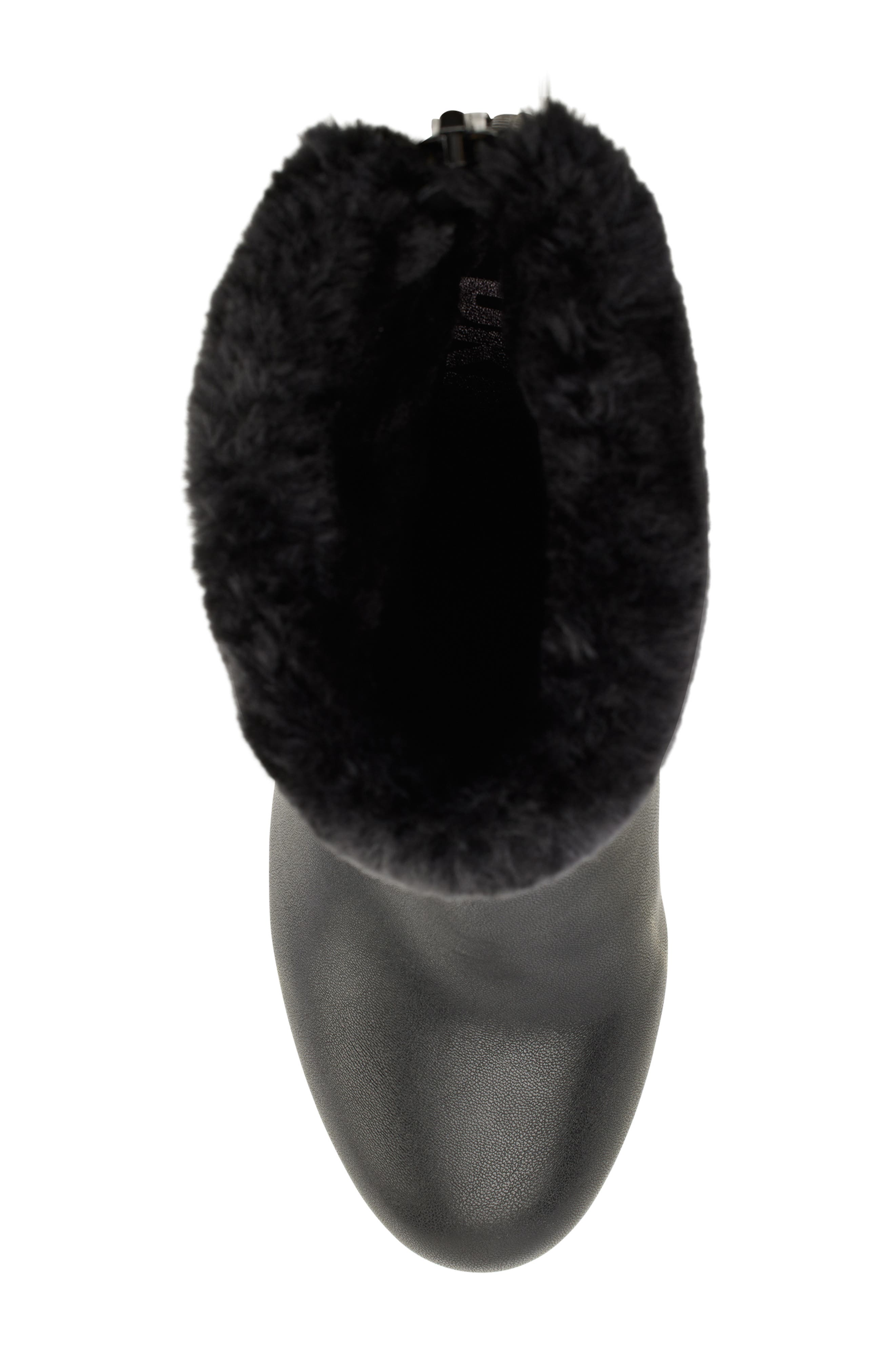 DKNY Nadra Faux Fur Cuff Wedge Bootie, Alternate, color, Black