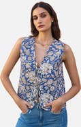 Yumi Floral Reversible Quilted Vest Jacket