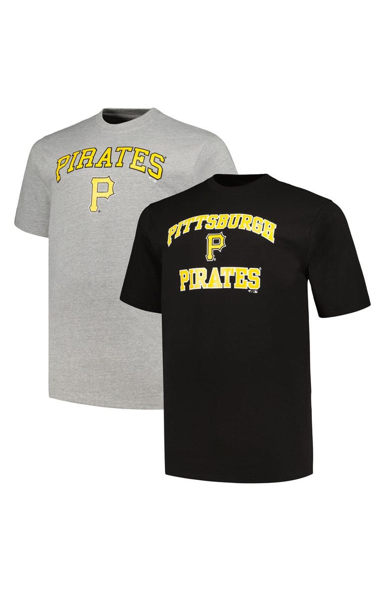 PROFILE Men's Profile Black/Heather Gray Pittsburgh Pirates Big & Tall T-Shirt Combo Pack, Main, color, Black