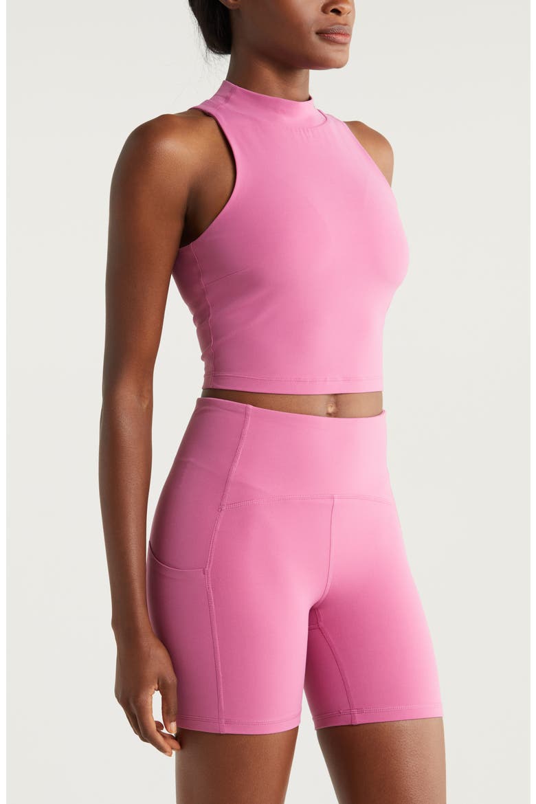 Studio Luxe Mock Neck Support Crop Tank, Alternate, color, PINK VIOLET
