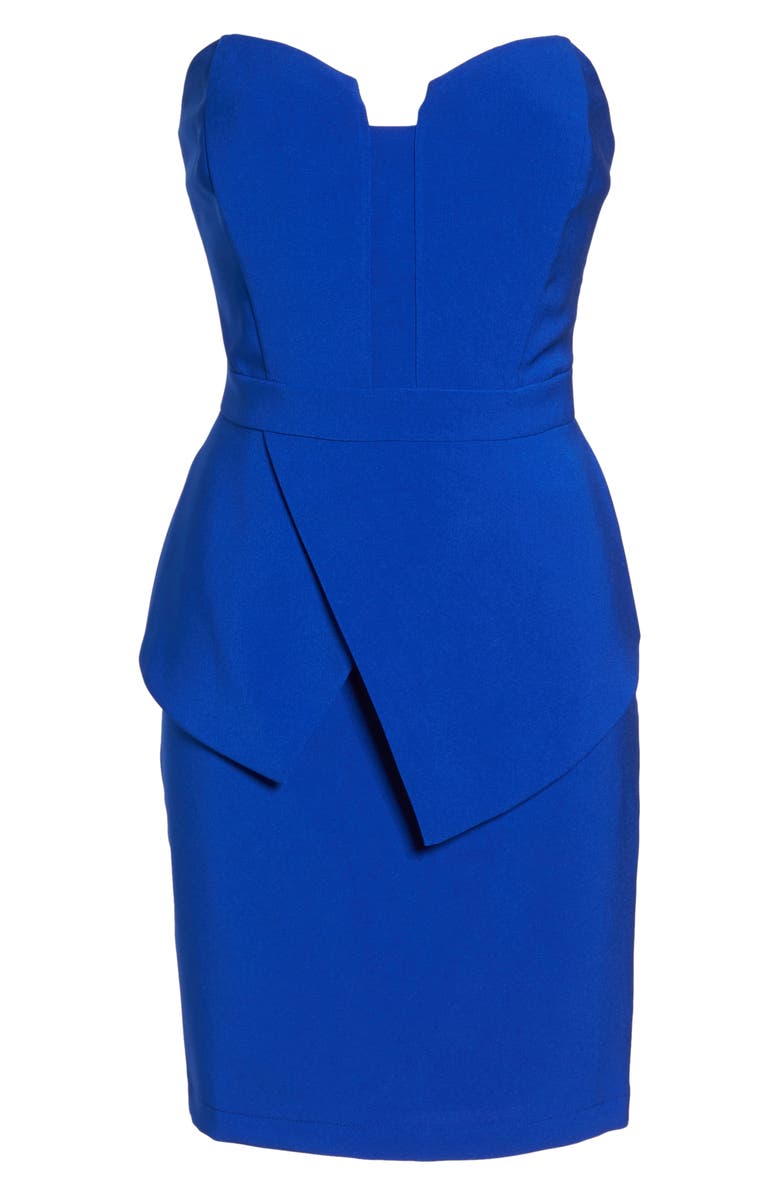 Adelyn Rae Strapless Peplum Sheath Dress, Alternate, color,