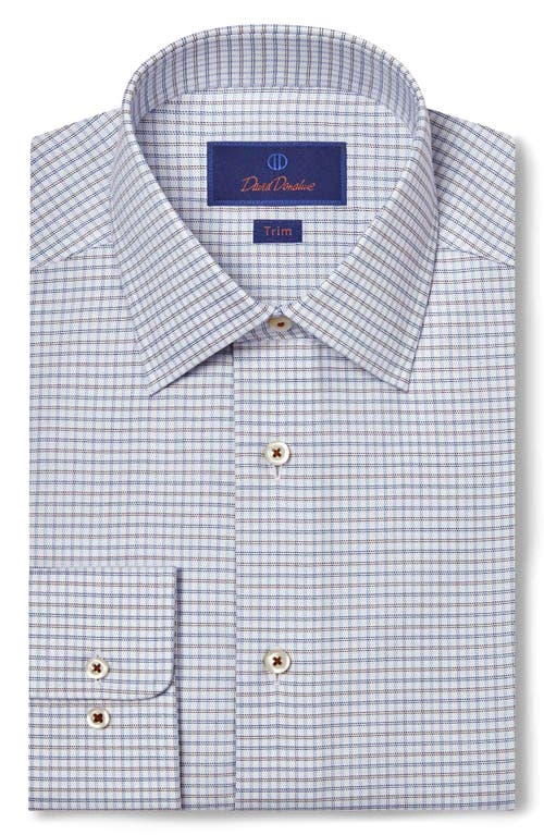 David Donahue Trim Fit Check Cotton Dress Shirt in Navy/Chocolate 