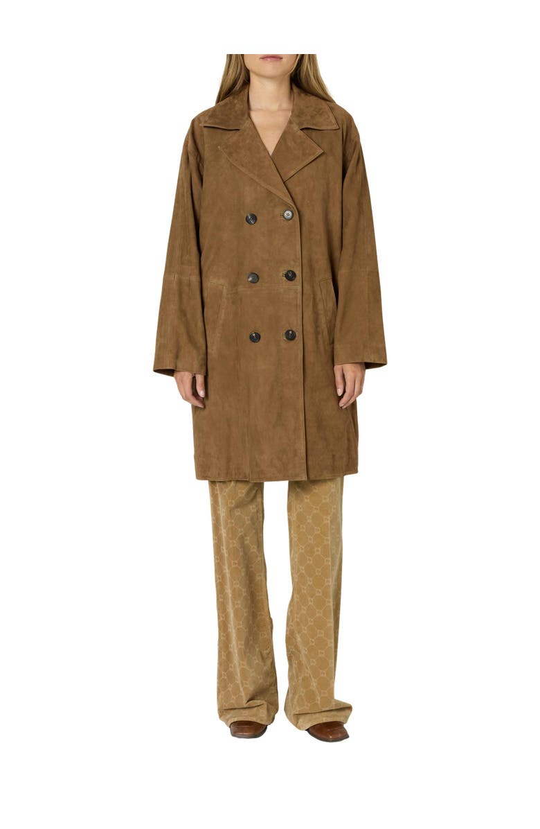 GERARD DAREL Manon Suede Double Breasted Jacket, Alternate, color, Camel