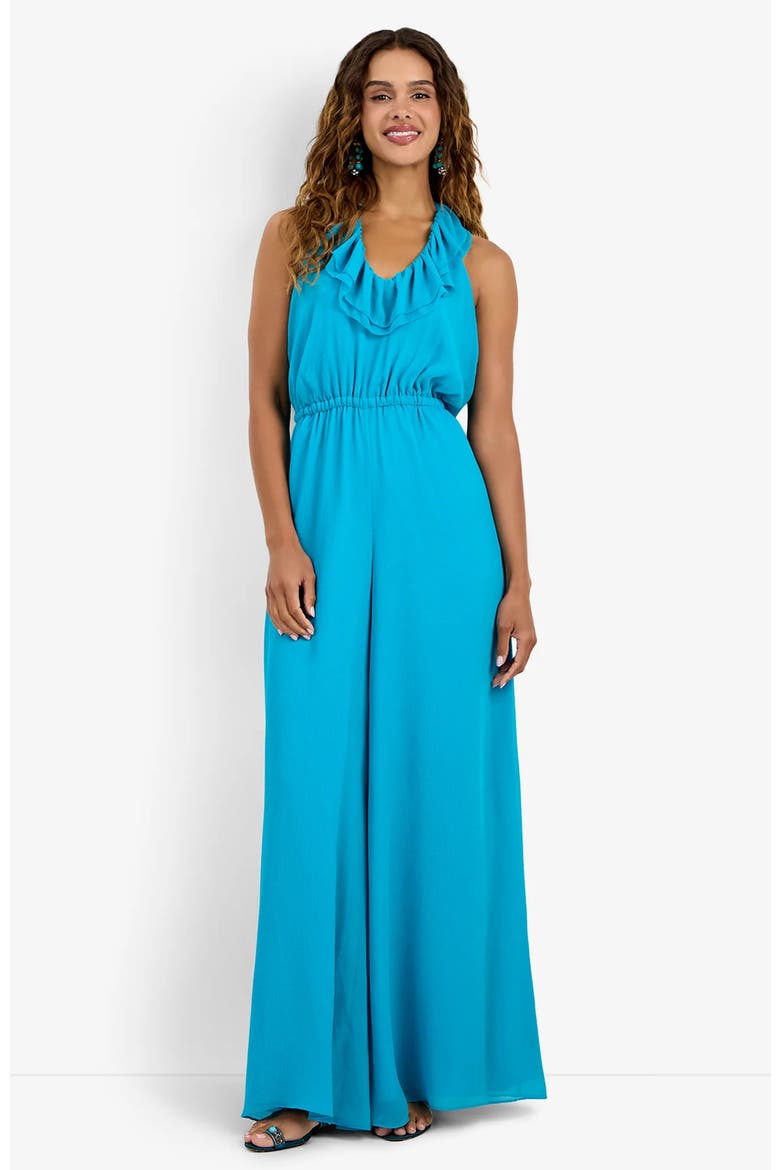 Jacksonville Georgette Jumpsuit, Main, color, Coastal Cyan