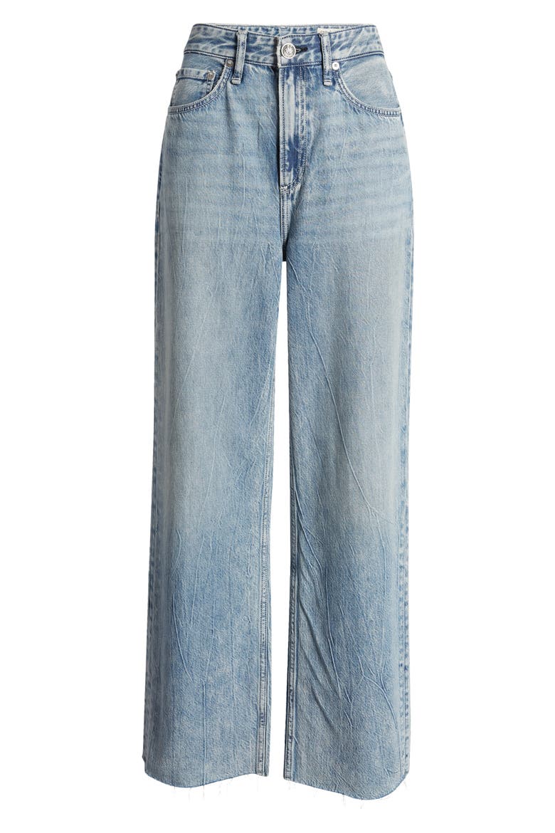 Logan Featherweight Raw Edge High Waist Wide Leg Jeans, Alternate, color, MIRA