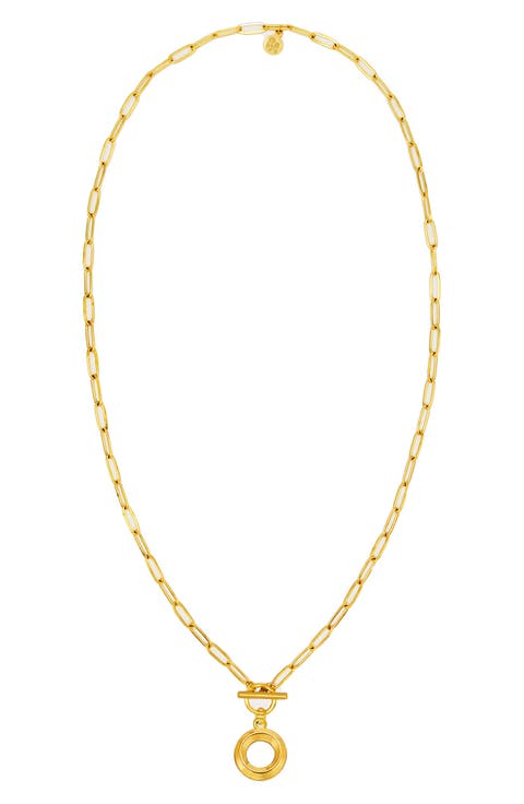 Paper Clip Initial Toggle Necklace