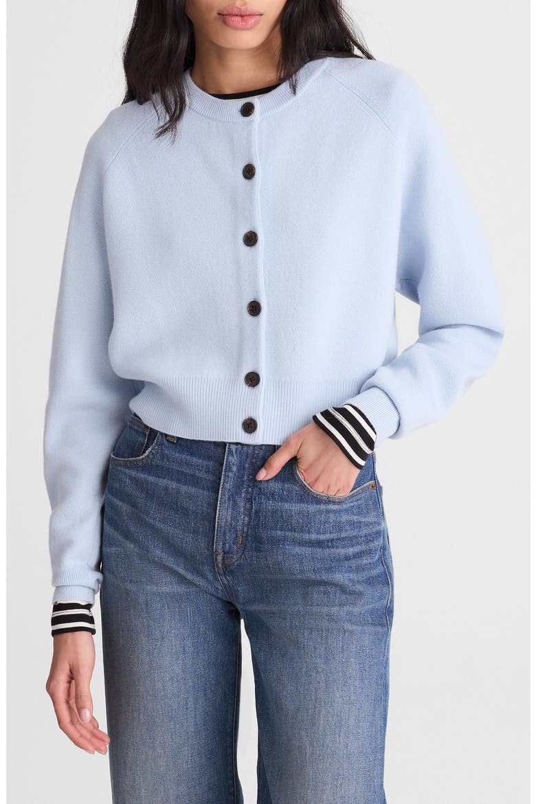 Raglan Sleeve Crop Merino Wool Cardigan, Main, color, SOFT SKY BLUE