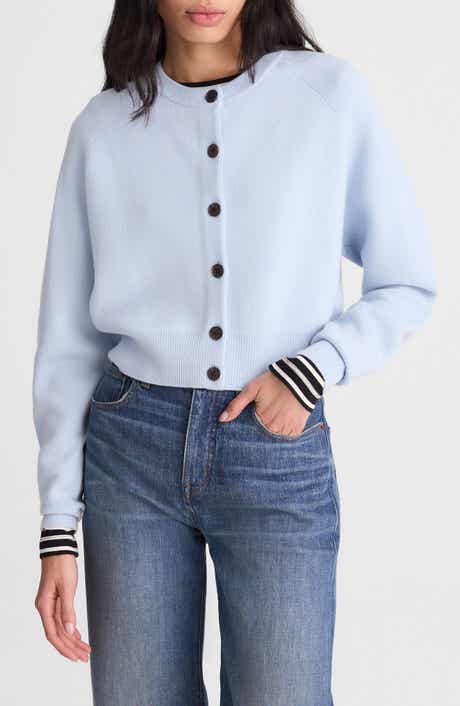 Raglan Sleeve Crop Merino Wool Cardigan