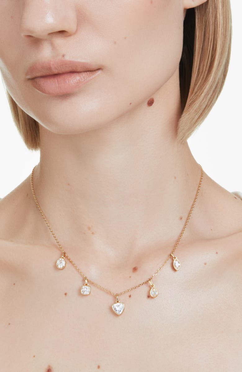 Swarovski Imber Crystal Charm Necklace, Alternate, color, White/ Gold