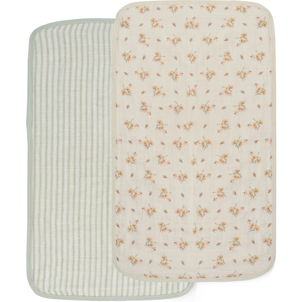 Oilo 2-Pack Organic Cotton Muslin Burp Cloths in Eggshell/Sea  product
