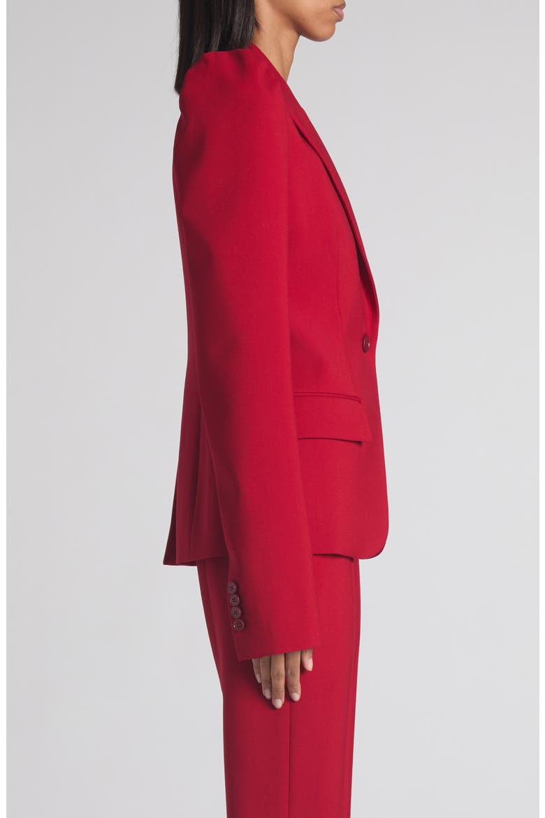 One-Button Wool Grain de Poudre Jacket, Alternate, color, CRIMSON
