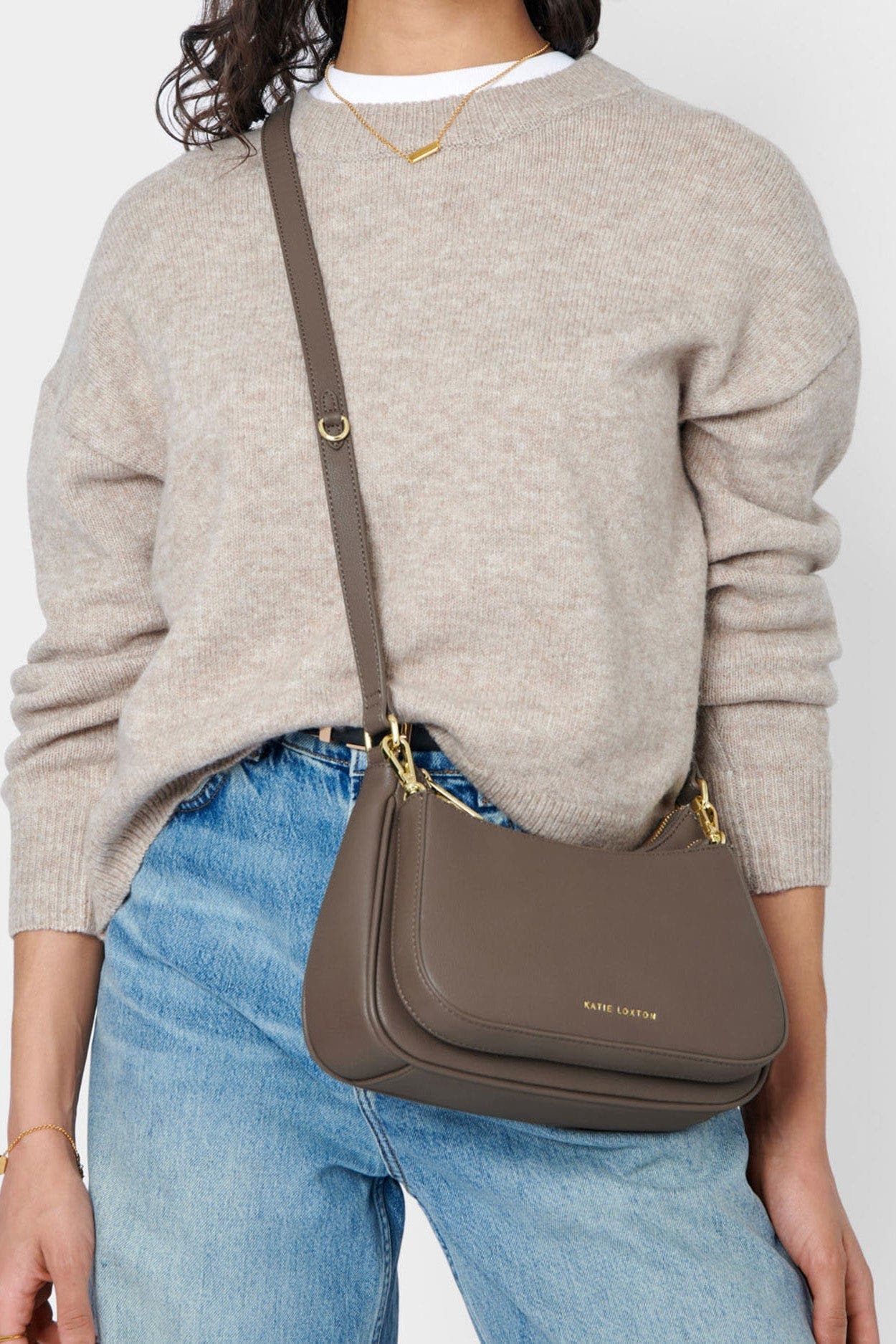 Katie Loxton Aria Scoop Crossbody Bag, Alternate, color, Mink