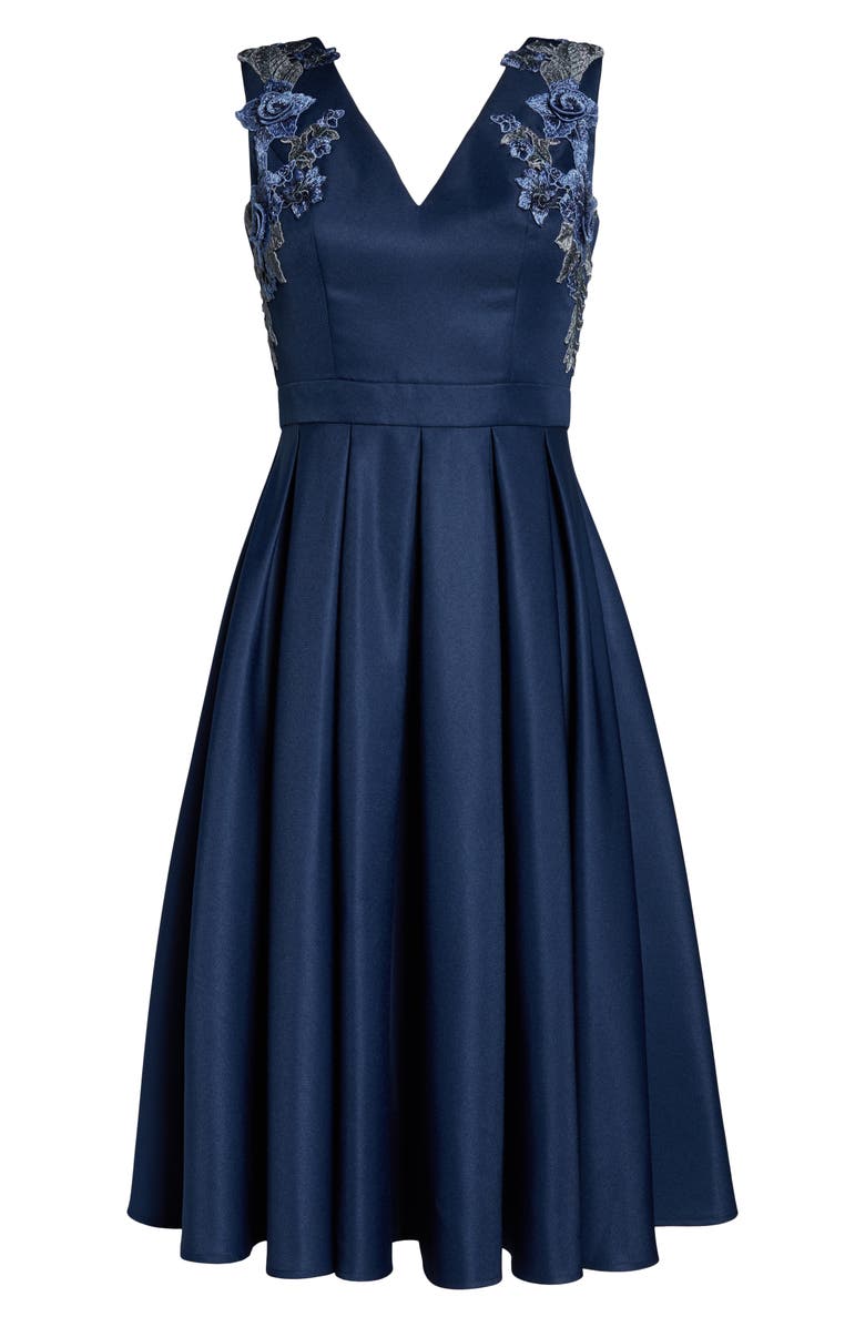 Chi Chi London Kyla Appliqué Detail Fit & Flare Party Dress, Alternate, color, 