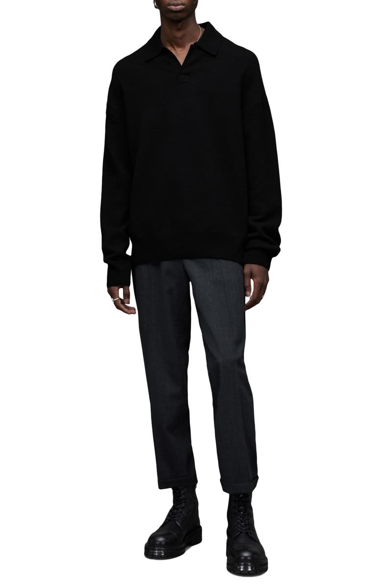 AllSaints Anson Oversize Wool Blend Polo Sweater, Alternate, color, 