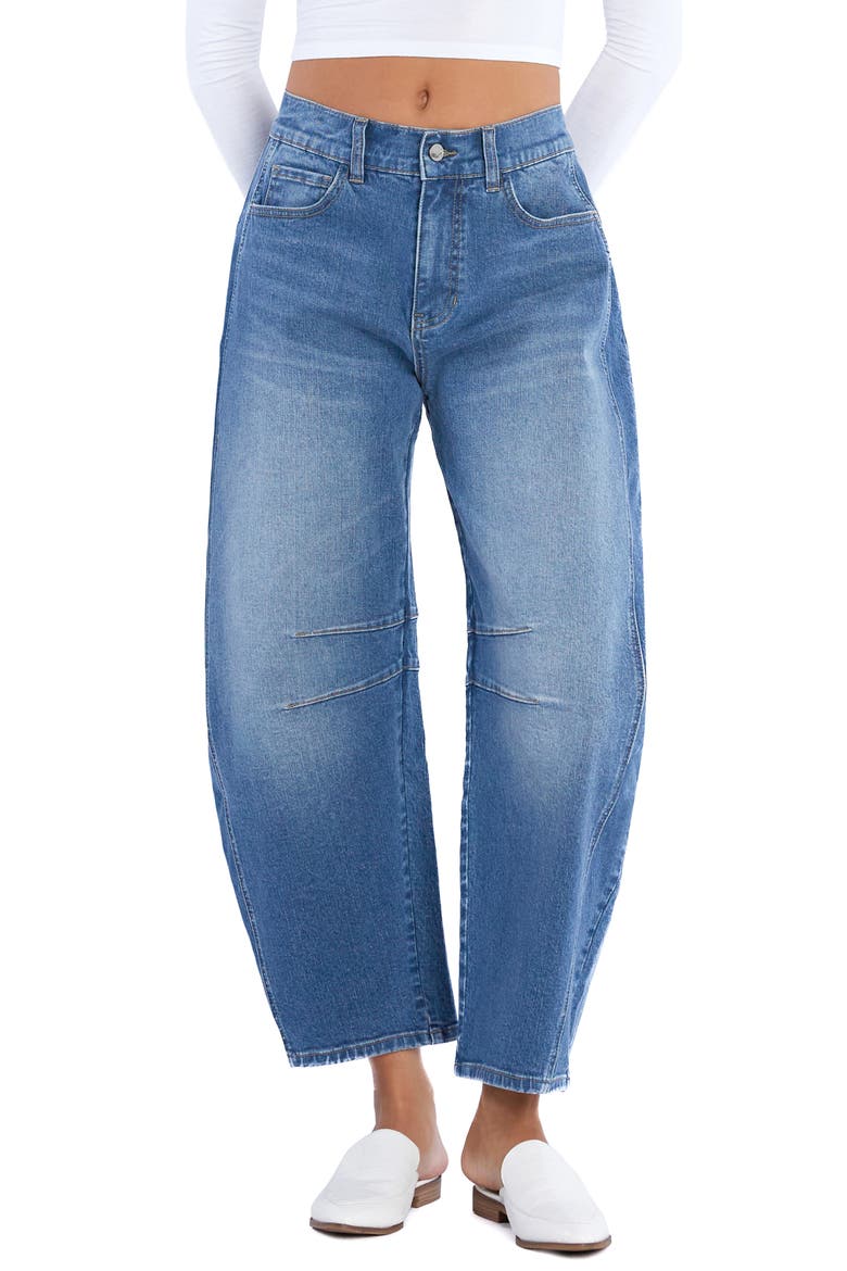 Crop High Waist Barrel Leg Jeans, Main, color, GOOD BLUE